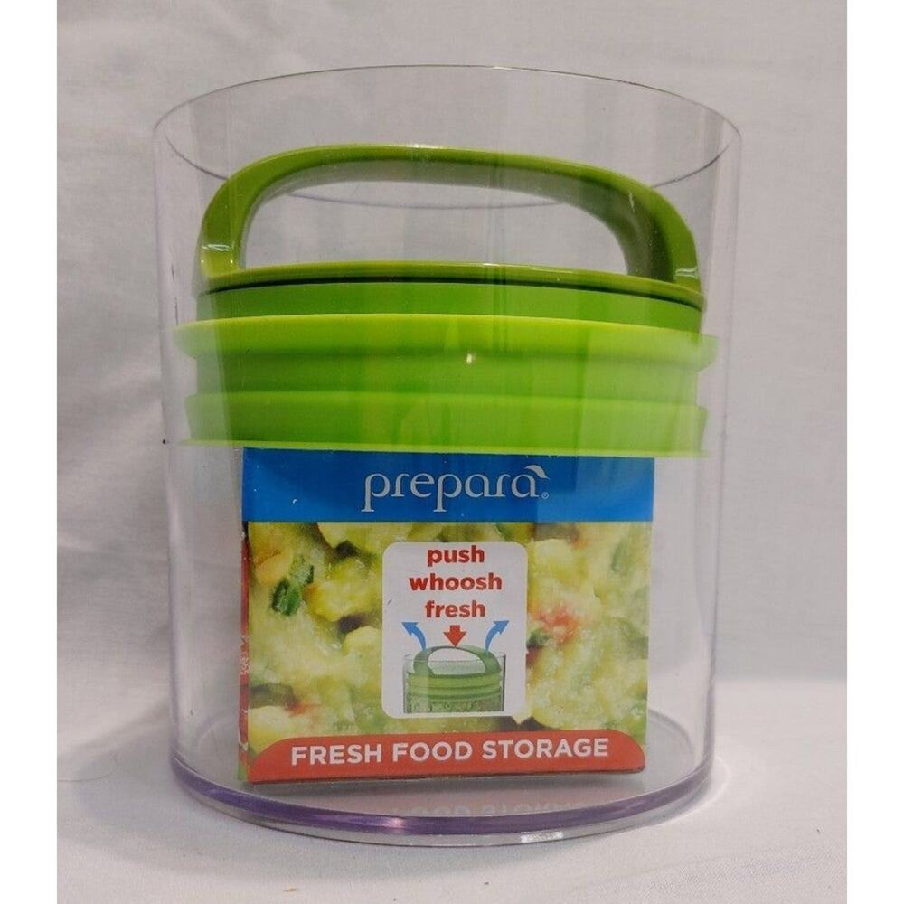 Prepara Evak Fresh Saver, Small-Short Airless Canister with Green Handle 1 Qt.